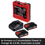 Einhell TE-CD 18/48 Li-i Kit Power X-Change akkus ütvefúró-csavarozó, Li-ion, 18 V, 48 Nm, fúrási kapacitás 10 mm betonban, táska, 2 db 2.0 Ah akkumulátorral és töltővel