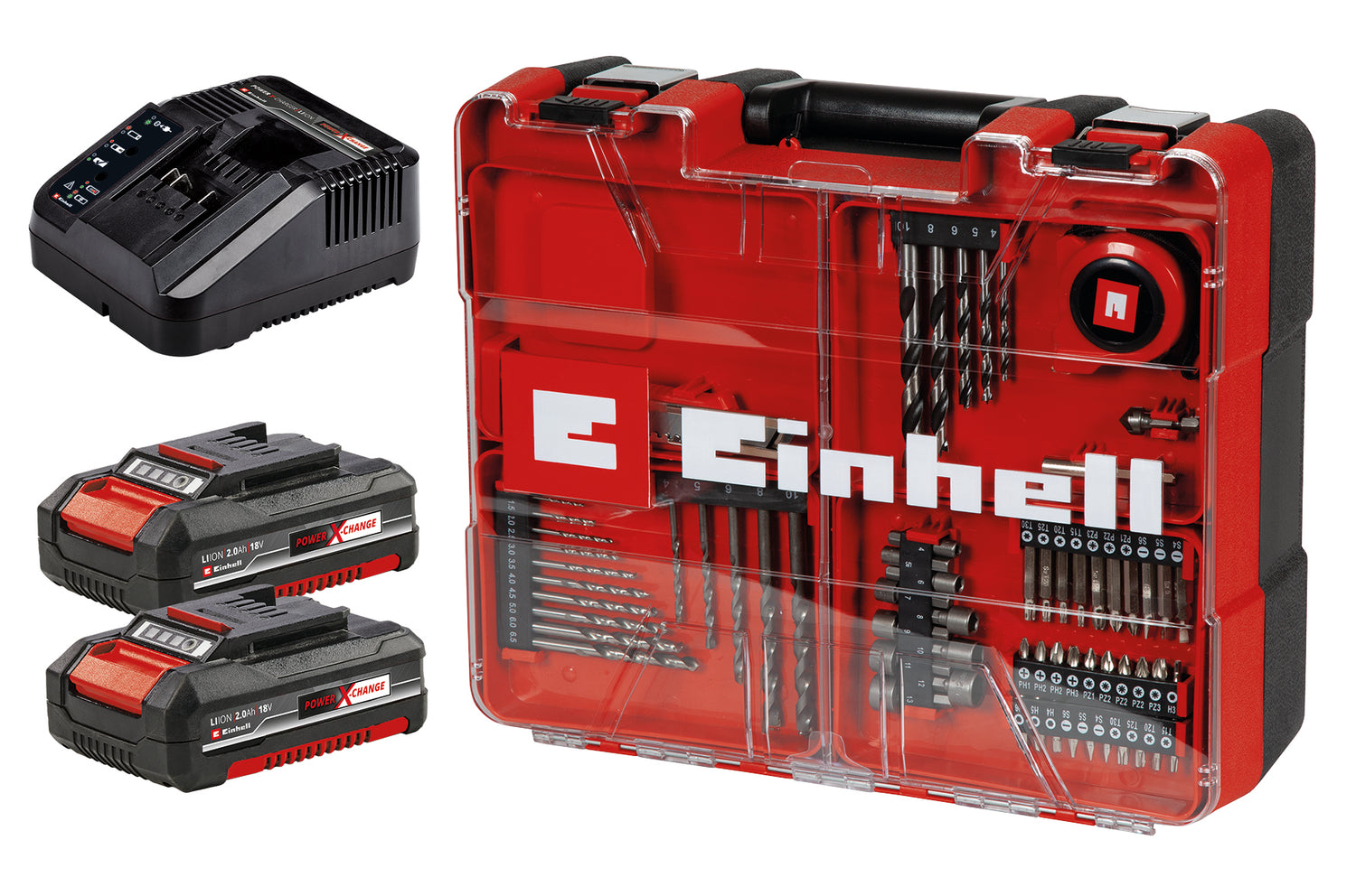 Einhell akkus ütvefúró-csavarozó TE-CD 18/40 Li-i +64, 2x2.0 Ah Power X-Change, Li-ion, 18V, 40 Nm, elektronikus fordulatszám-szabályozás, 2 sebességes váltó, max. 24.000 fordulat/perc, akkumulátorokkal, töltővel és tartozékokkal együtt