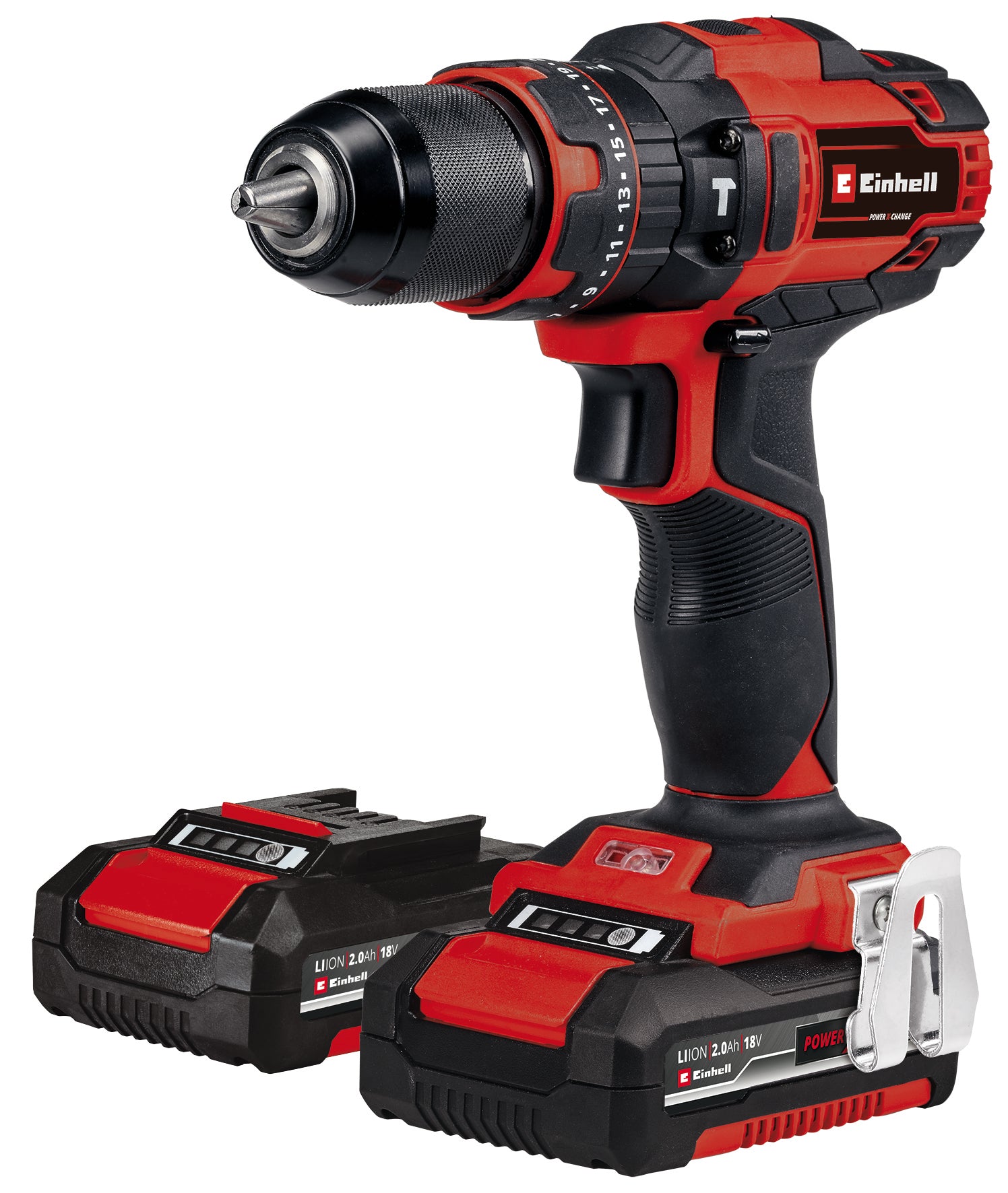Einhell akkus ütvefúró-csavarozó TE-CD 18/40 Li-i +64, 2x2.0 Ah Power X-Change, Li-ion, 18V, 40 Nm, elektronikus fordulatszám-szabályozás, 2 sebességes váltó, max. 24.000 fordulat/perc, akkumulátorokkal, töltővel és tartozékokkal együtt