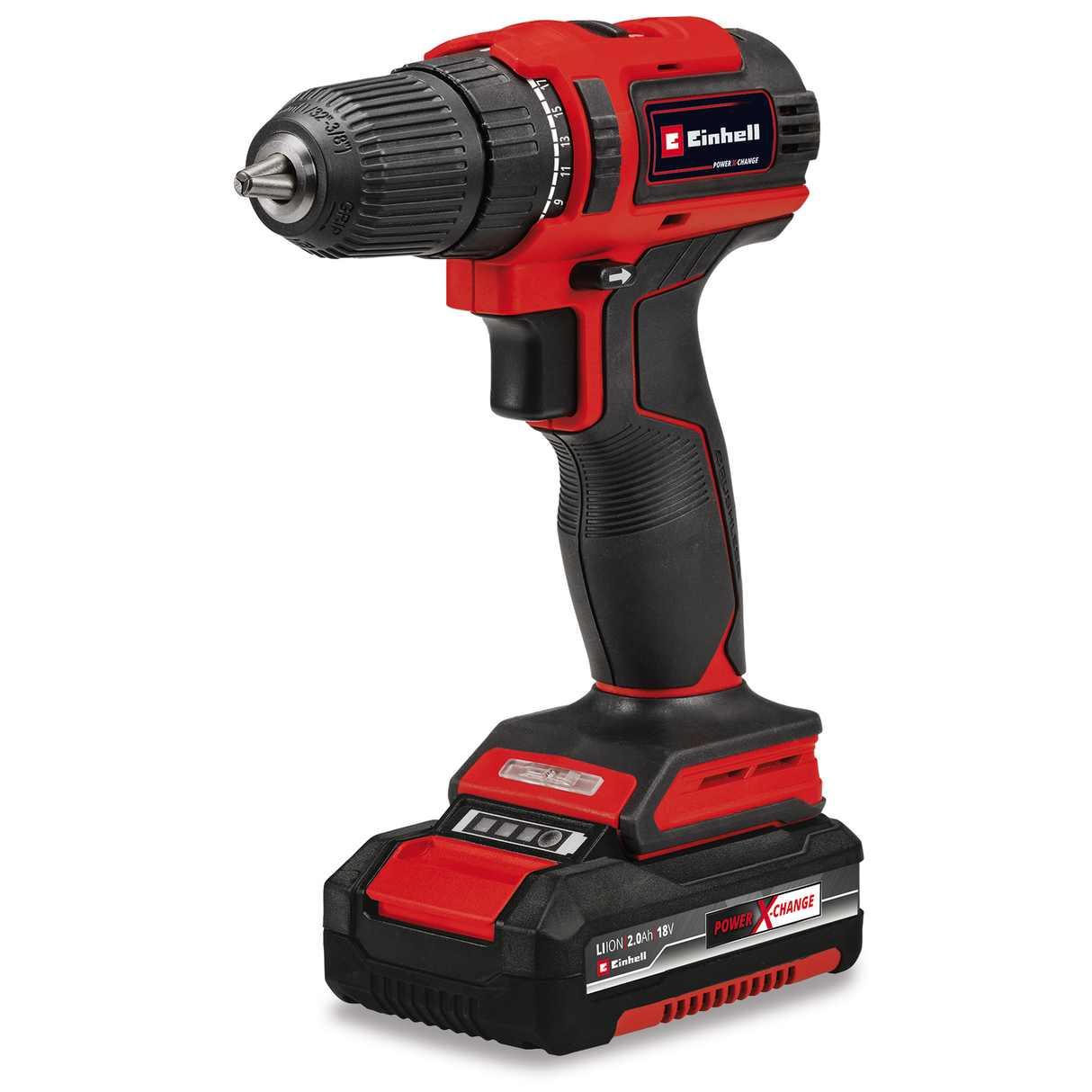 Einhell akkus fúró-csavarozó TE-CD 18/40 Li BL (2x2.0 Ah Power X-Change, Li-ion, 18 V, 40 Nm, szénkefe nélküli motor, 2 sebességes hajtómű, elektronikus fordulatszám-szabályozás, 2x 2.0 Ah akkumulátorral és gyorstöltővel