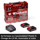 Einhell akkus ütvefúró-csavarozó TE-CD 18/2 Li-i +64, 2x2.0 Ah Power X-Change, Li-ion, 18 V, 44 Nm, 2 sebességes hajtómű, 2.0 Ah akkumulátorral, gyorstöltővel és 64 darabos tartozékkészlettel