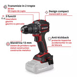 Masina de gaurit cu percutie pe acumulator Einhell Professional TP-CD 18/50-C Li-i BL - Solo Power X-Change,18 V, brushless, 50 Nm, anti-kickback, mandrina 13 mm, 2 viteze, fara baterie - imagine 3