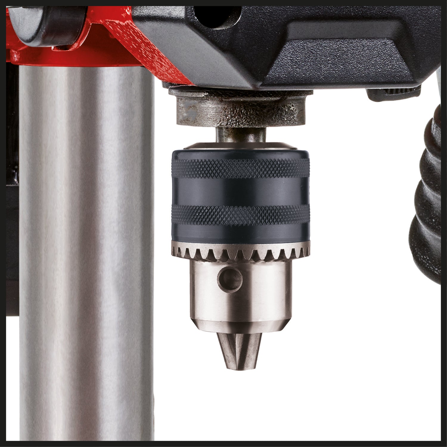 Einhell TC-BD 500 fúrógép, 500 W, akár 2410 fordulat/perc, 9 sebességfokozat, maximális fúrási mélység 50 mm, állítható mélységütköző, dönthető/forgatható és magasságban állítható fúróasztal