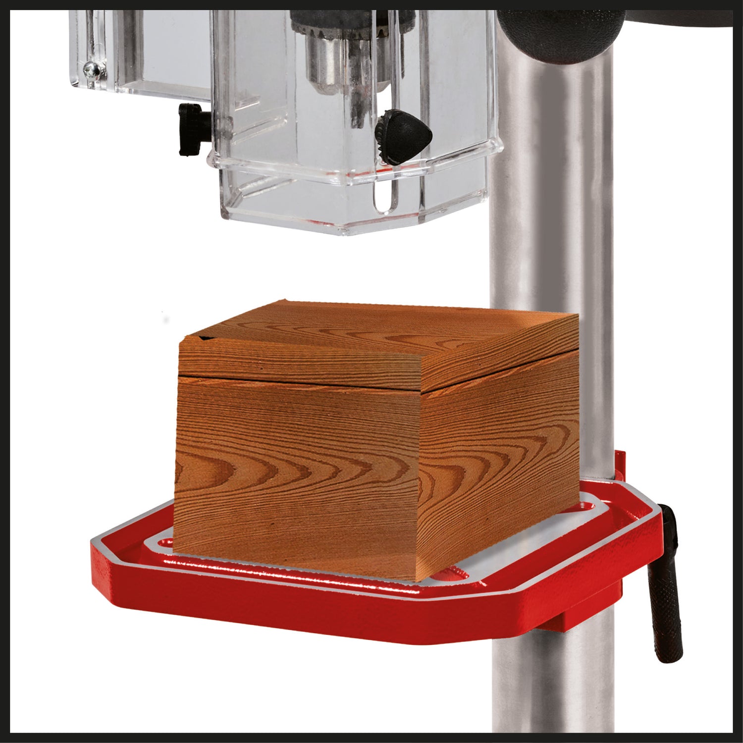 Einhell TC-BD 500 fúrógép, 500 W, akár 2410 fordulat/perc, 9 sebességfokozat, maximális fúrási mélység 50 mm, állítható mélységütköző, dönthető/forgatható és magasságban állítható fúróasztal