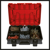 Einhell E-Case SF rendszerdoboz (univerzális tároláshoz, külső méretek 44x32x13 cm, max. 25 kg teherbírás, cseppálló, egymásra rakható, habszivacs betéttel és ráccsal)