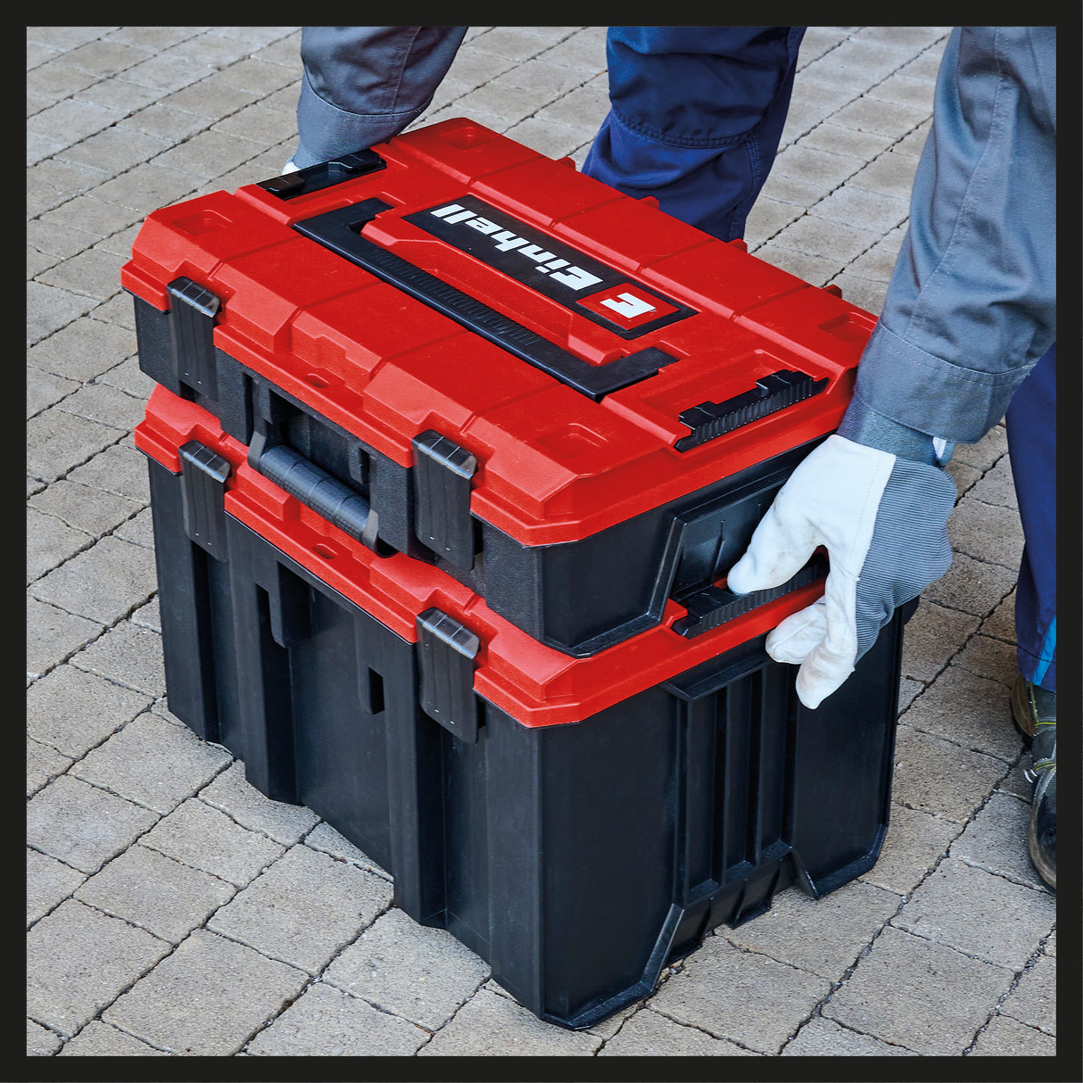 Cutia Einhell Originale E-Case M (max. 90 kg, pentru depozitarea si transportul universal al accesoriilor si uneltelor, stivuibila, interconectabila)