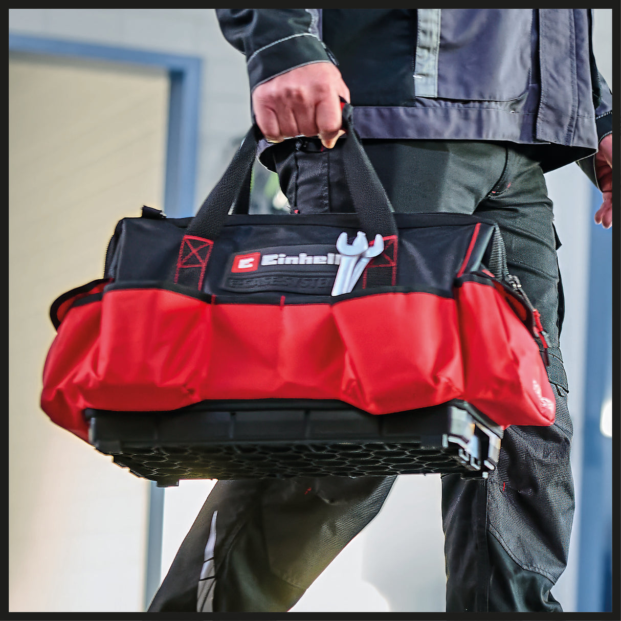 Eredeti Einhell E-Case táska, maximum 30 kg, egymásra rakható, zárral, kombinálható az Einhell E-Case rendszerrel, szerszámok és tartozékok tárolására és szállítására