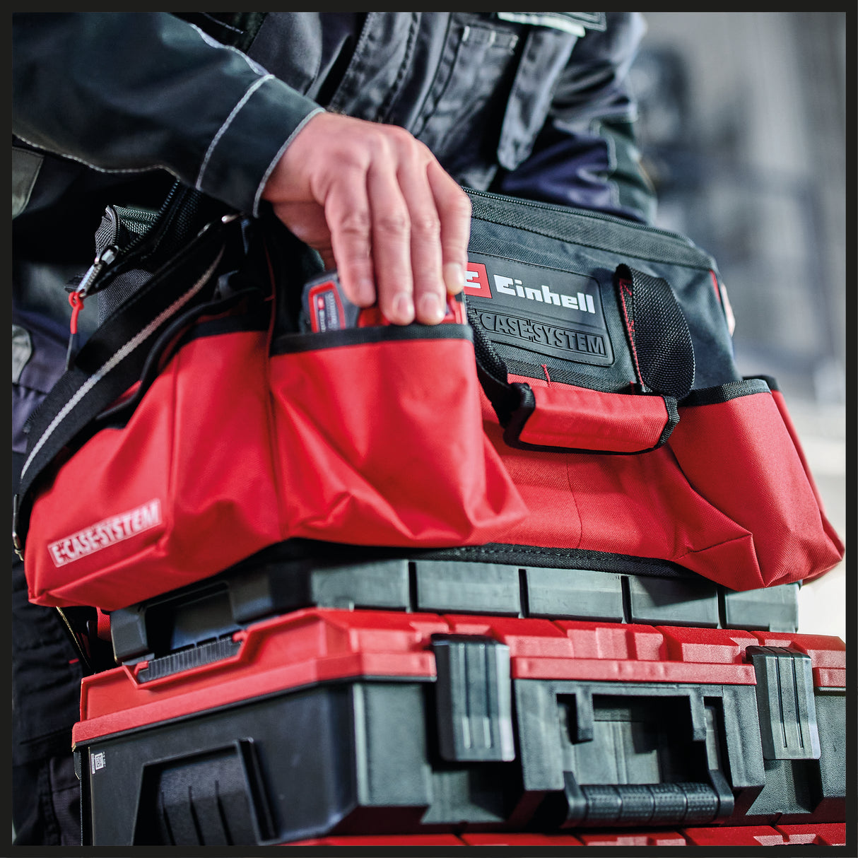 Eredeti Einhell E-Case táska, maximum 30 kg, egymásra rakható, zárral, kombinálható az Einhell E-Case rendszerrel, szerszámok és tartozékok tárolására és szállítására