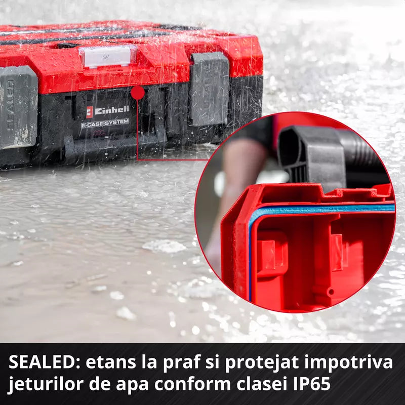 Einhell E-Case S-F SEALED,sistem E-Case, etans la praf si jeturi de apa, compatibil cu E-Case Half-size, 44 x 33 x 13 cm, sarcina max. 90 kg, maner de transport - imagine 7