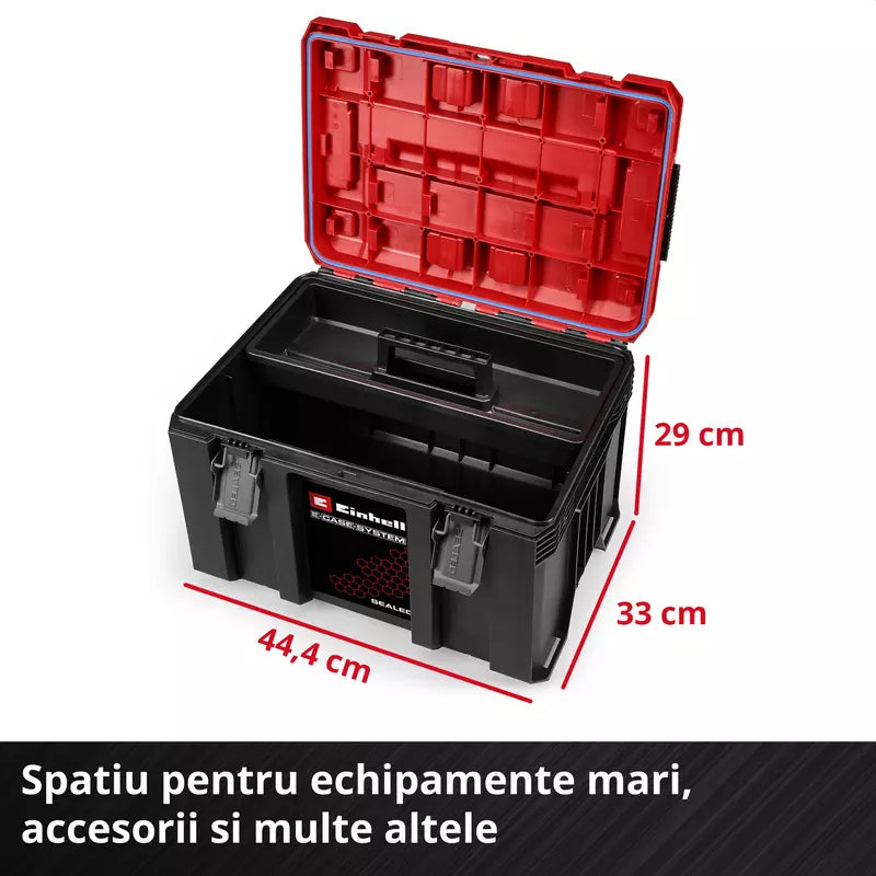 Einhell E-Case M SEALED,sistem E-Case, etans la praf si jeturi de apa, compatibil cu Half-size, 44 x 33 x 29 cm, sarcina max. 90 kg, maner de transport - imagine 5