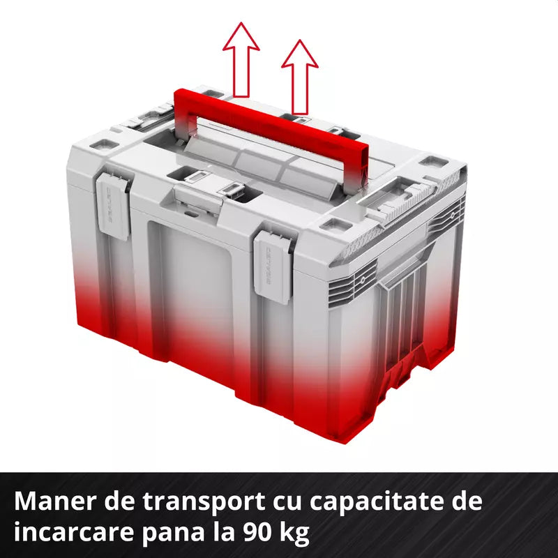 Einhell E-Case M SEALED,sistem E-Case, etans la praf si jeturi de apa, compatibil cu Half-size, 44 x 33 x 29 cm, sarcina max. 90 kg, maner de transport - imagine 6
