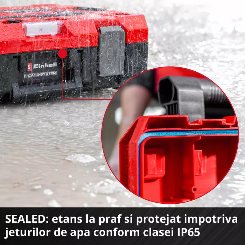 Einhell E-Case M SEALED,sistem E-Case, etans la praf si jeturi de apa, compatibil cu Half-size, 44 x 33 x 29 cm, sarcina max. 90 kg, maner de transport - imagine 7