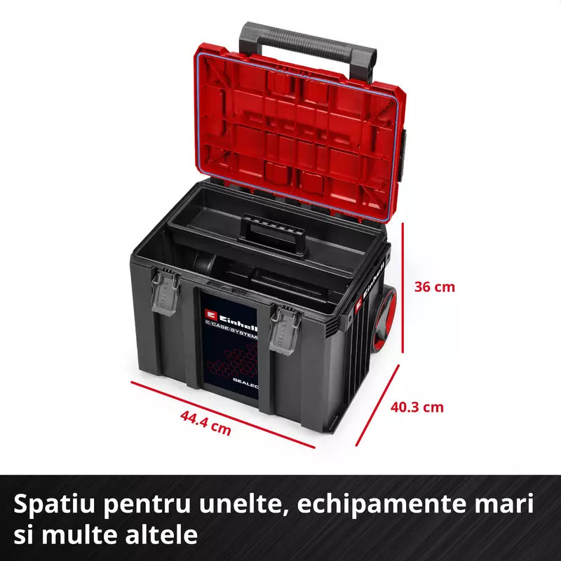 Einhell E-Case L SEALED,sistem E-Case, max. 120 kg, etans la praf si jet de apa, maner tip trolley, compatibil cu Half-size, extensibil, 44 x 40 x 36 cm - imagine 5