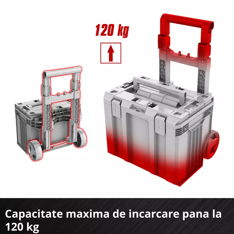 Einhell E-Case L SEALED,sistem E-Case, max. 120 kg, etans la praf si jet de apa, maner tip trolley, compatibil cu Half-size, extensibil, 44 x 40 x 36 cm - imagine 7