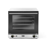 Cuptor convectie cu umidificare Hendi H90S, 4 tavi 438x315 mm incluse, 2 elemente incalzire, 2 ventilatoare, termostat reglabil 50-300 gr C, timer 0-120 min, 2670W, 595x595x(H)570 mm