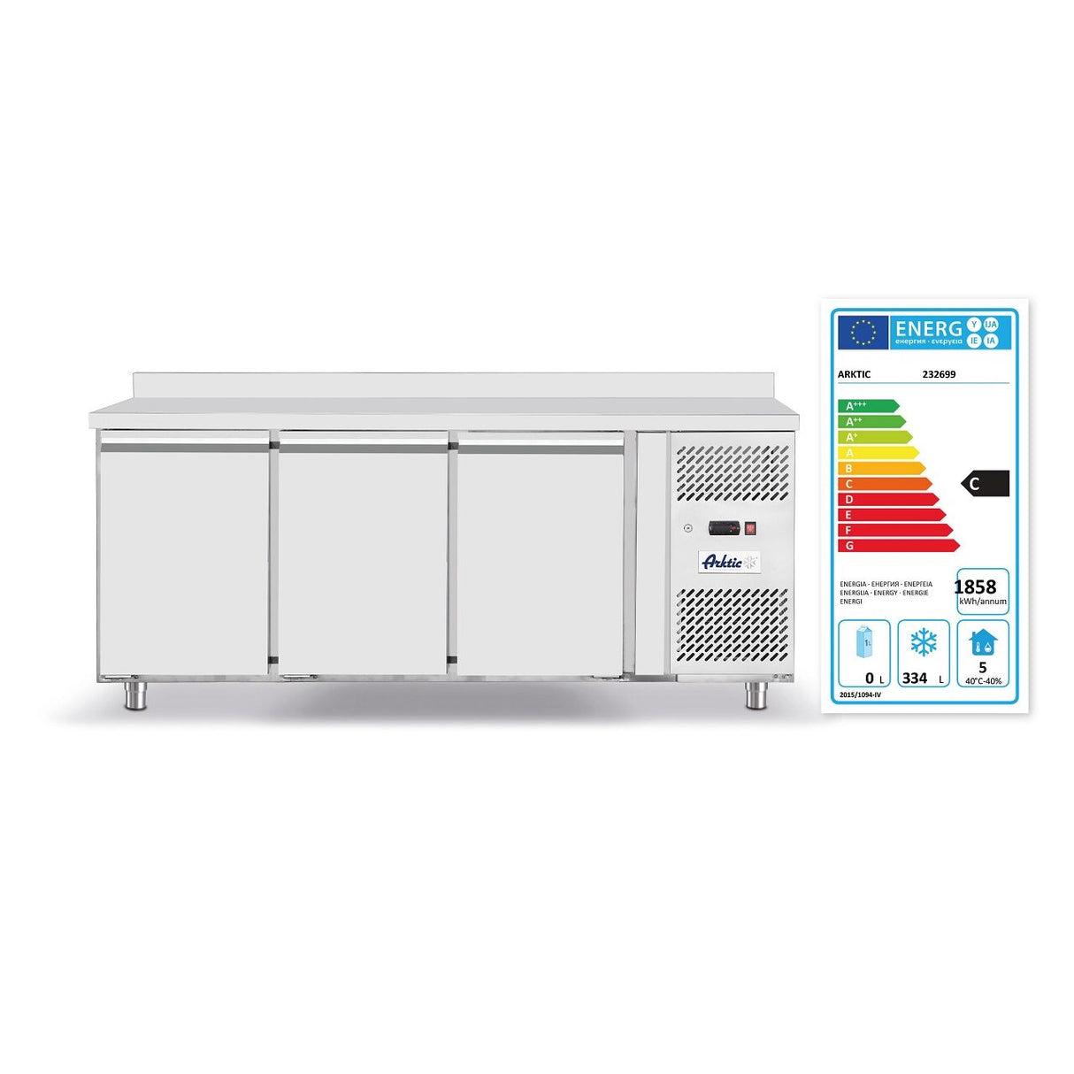 Congelator cu 3 usi profesional, inox, ARKTIC by Hendi Profi Line, 420 L interval temperatura -18?/-22?C , 600 W, 1795x700x(H)850 mm