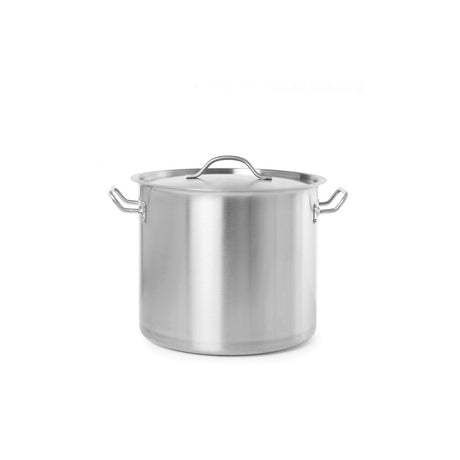 Oala cu capac,9Lit, 25 cm diametru x 18 cm inaltime, inox18/0, structura solida cu grosime 4 mm, manere nituite dublu, gama Hendi Budget Line