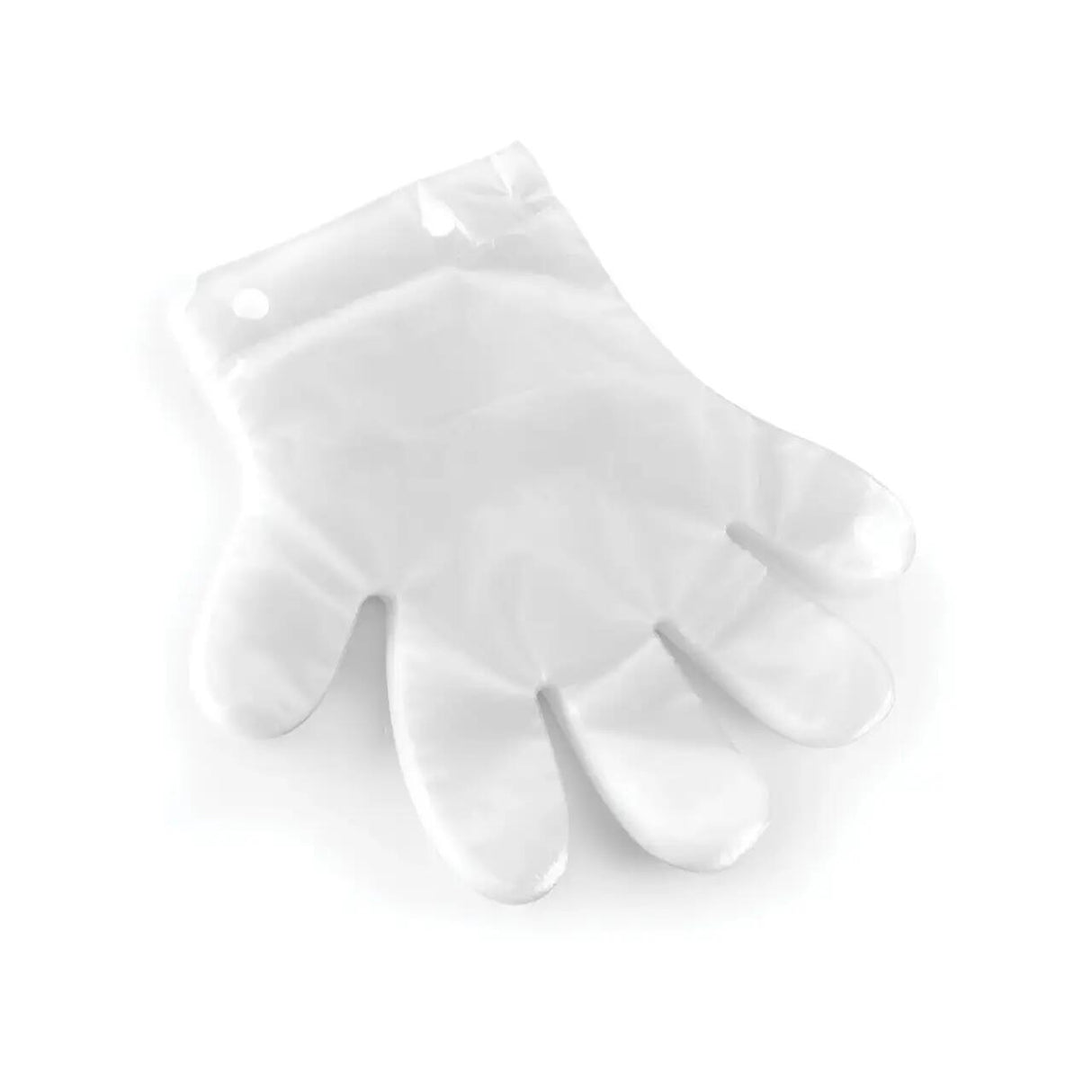 Manusi din folie cu agatatoare- set de 100 buc., versatile, transparente;marime universala