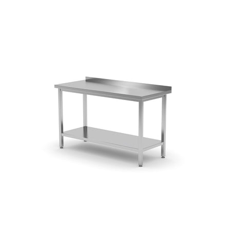 Masa de lucru inox, pentru perete, cu polita, 1800x700x850(h) mm