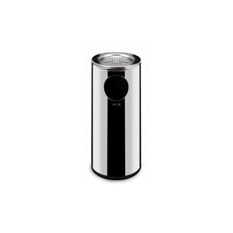 Cos de gunoi cu scrumiera, capacitate 33 litri, Inox, diametru 135 mm, baza din cauciuc antiderapant, interior/exterior, 240x(H)660mm