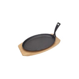 Platou din fonta cu suport din lemn si dispozitiv de prindere, HENDI, negru, 280x140x(H)30mm