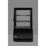 Vitrina rece pt prezentare, neagra, 58 lt, interval temp. 2-6 gr C, 170 W, 2 rafturi reglabile pe inaltime, ARKTIC by Hendi, 452x406x(H)816 mm, Clasa energetica C