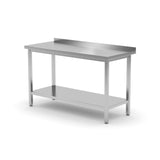 Masa de lucru profesionala Hendi din inox AISI 430, pentru perete, cu polita, 1800x600x(h)850 mm