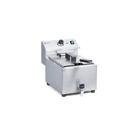 Friteuza electrica profesionala, Hendi Mastercook cu robinet scurgere ulei, Inox, 8 lt, 3500 W, temperatura reglabila pana la 195 gr C, termostat, 515x300x(H)345 mm