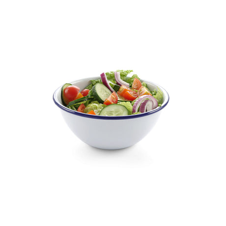 Bol salata emailata - oe160 mm, Alb/Albastru