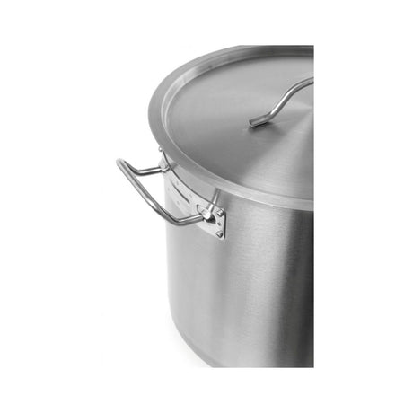 Oala medie cu capac, 17 Lit, 28 cm diametru x 28 cm inaltime, Budget Line, inox18/0, structura solida cu grosime 4 mm, manere nituite dublu, gama Hendi Budget Line