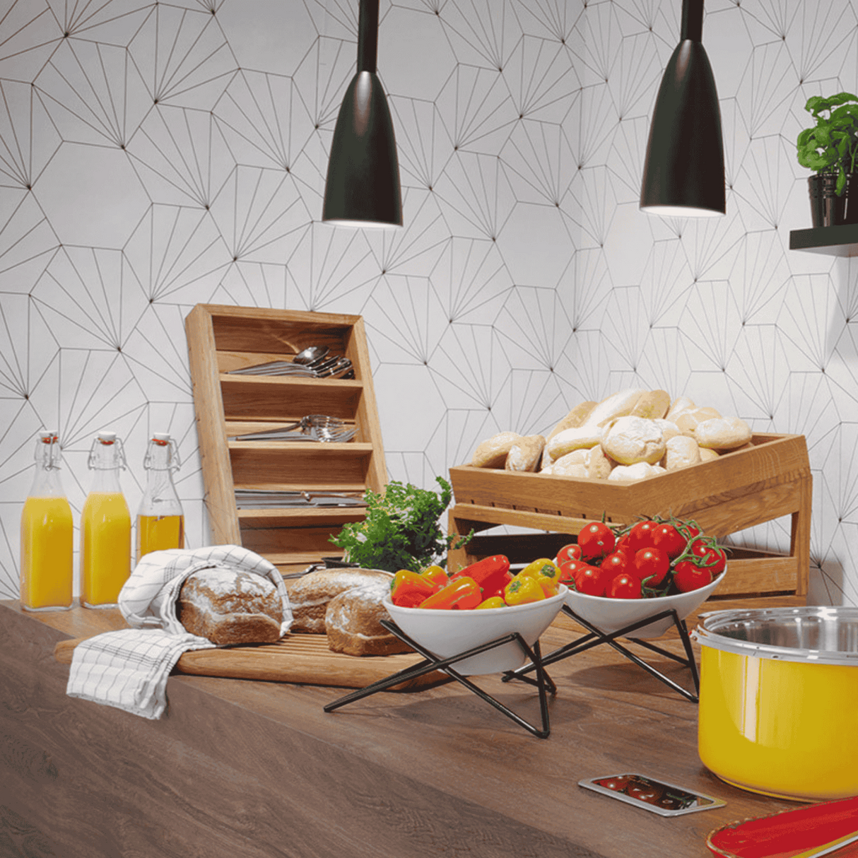 Organizator de tacâmuri din lemn Medeira 530x325x65 mm  Fine Dine