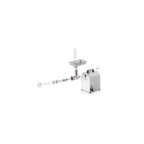 Masina de tocat carne, 2 discuri tocare de 6 si 8 mmm din inox, cutit din inox, melc din inox, tub pentru impingere, Hendi Top Line, 250 Kg/ora, corp inox, palnie inox chirurgical 304, 900 W
