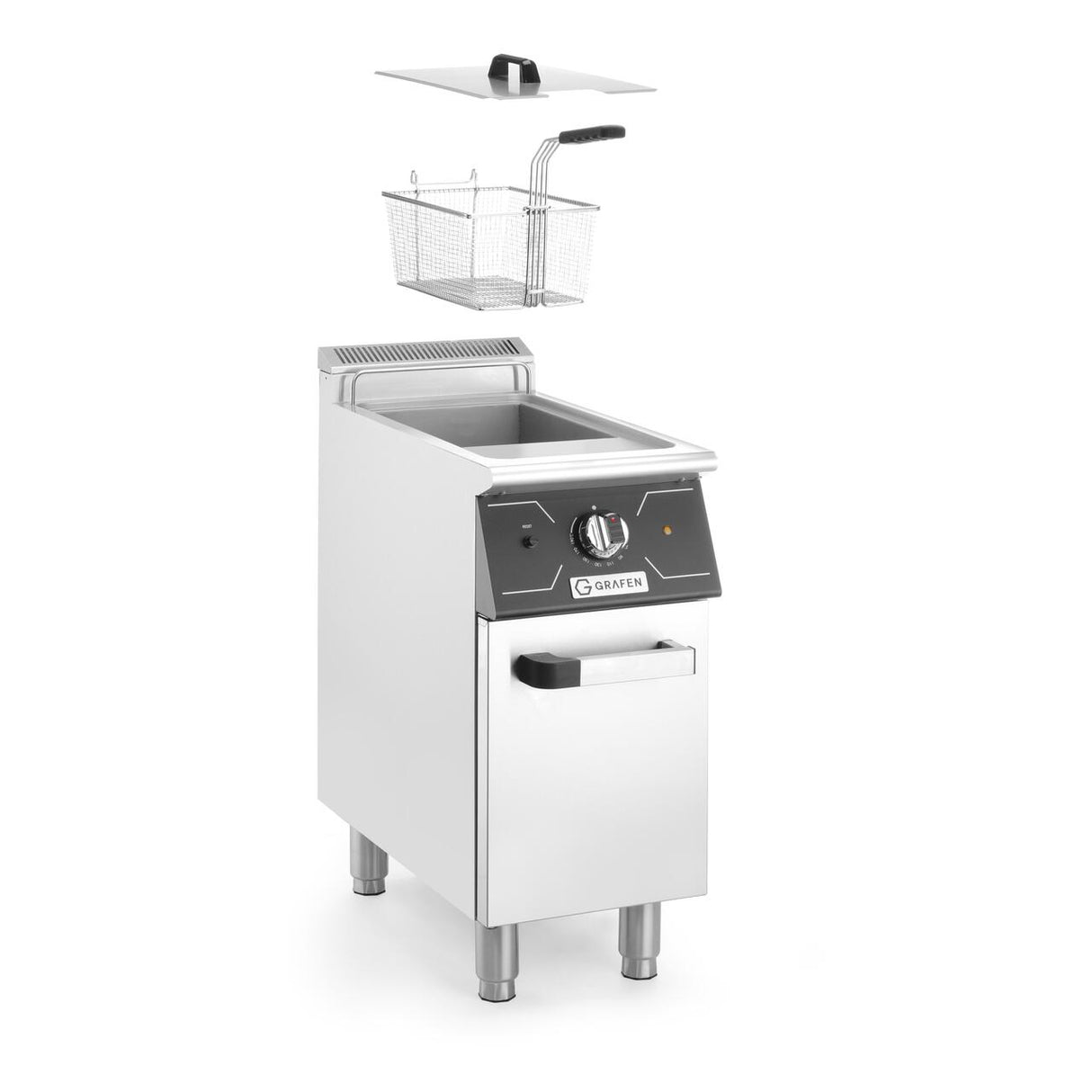 Friteuza electrica cu spatiu de depozitare, 24L, 12kw, 400V, 360x700x(H)850+90 mm