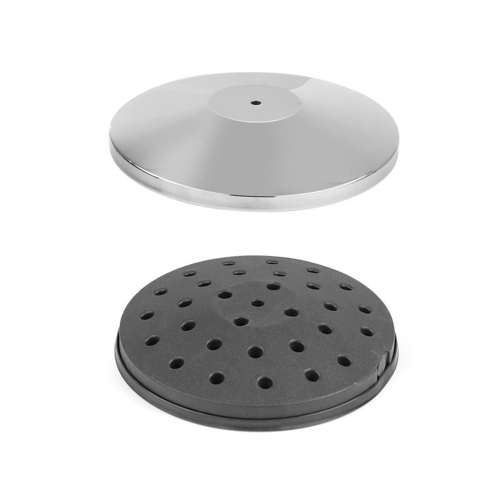 Baza pentru stalp delimitare Hendi, argintiu, finisaj tip oglinda, inox, ø360x(h)65mm - STALPUL NU ESTE INCLUS