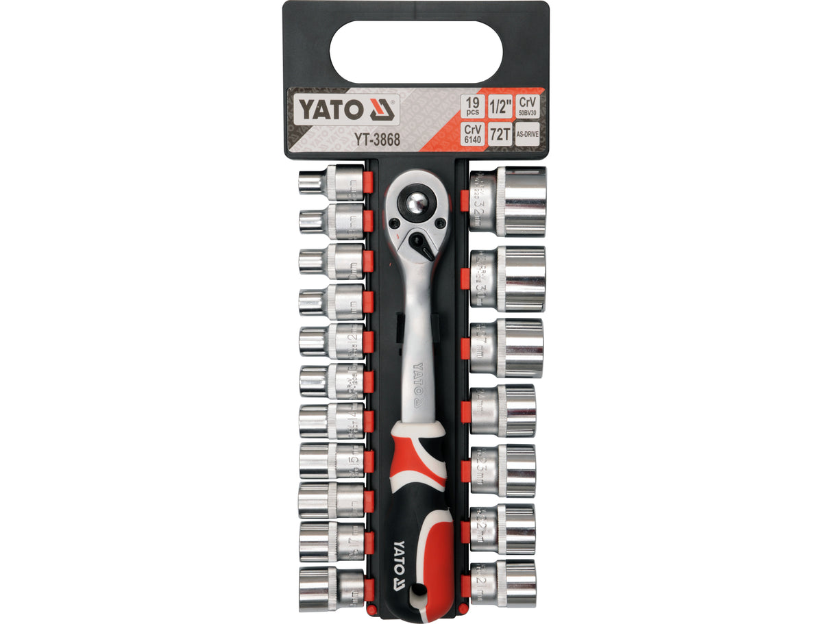 TRUSA CHEI TUBULARE+ANTRENOR YATO YT-3868 ,1/2, 19 PIESE