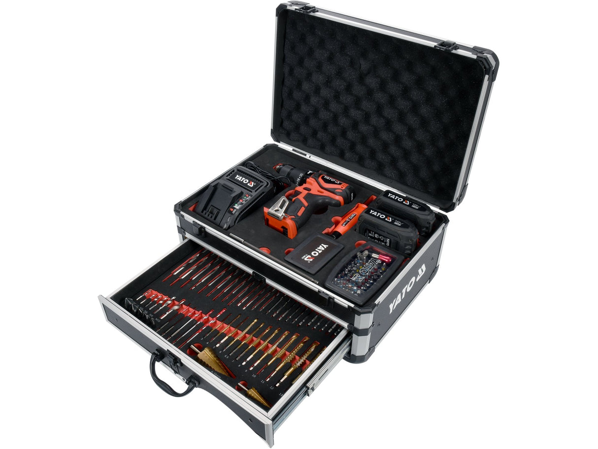 SET AUTOFILETANTA 18V, YATO YT-44250 126 PIESE, 2 ACUMULATORI