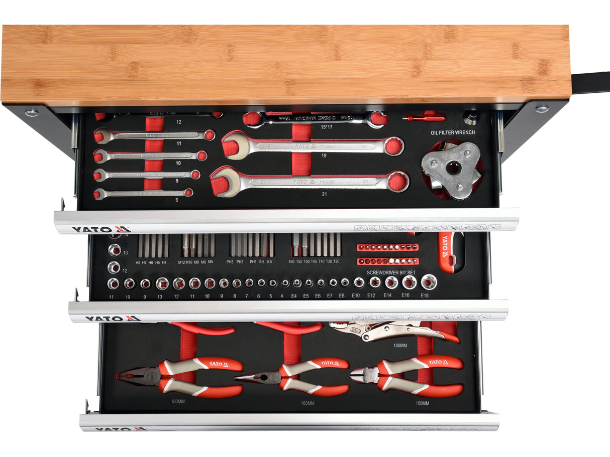 BANC DE LUCRU YATO YT-55280 ECHIPAT, 162 PIESE