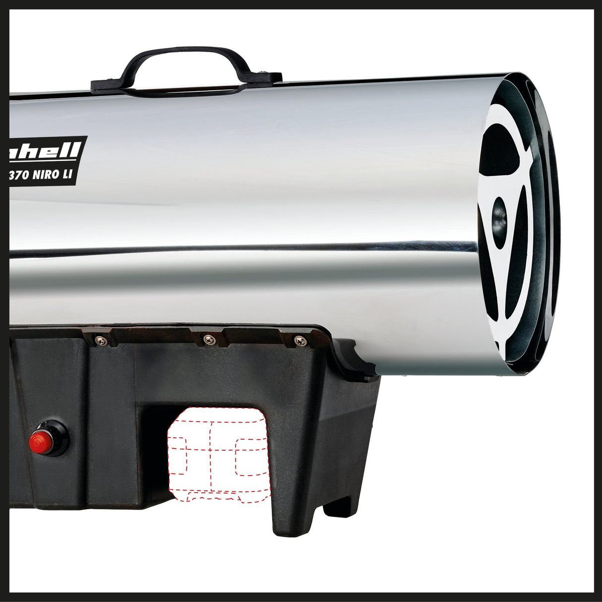 Aeroterma de aer cald pe acumulator Einhell GE - HG 18/370 Niro Li - Solo PXC (Li - ion, 37 kW, carcasa din tabla de otel inoxidabil, aprindere piezo, electrovalva, fara acumulator sau incarcator Einhell - scule electrice si unelte profesionale - BricoMart
