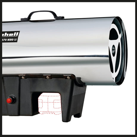 Aeroterma de aer cald pe acumulator Einhell GE - HG 18/370 Niro Li - Solo PXC (Li - ion, 37 kW, carcasa din tabla de otel inoxidabil, aprindere piezo, electrovalva, fara acumulator sau incarcator Einhell - scule electrice si unelte profesionale - BricoMart
