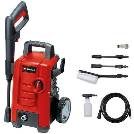 Aparat de curatat/spalat cu inalta presiune Einhell TC - HP 130 (1.500 W, max. 130 bar, sistem modular de cuplare rapida, incl. furtun de inalta presiune, pistol, lance, diverse duze, perii, recipiente de pulverizare Einhell - scule electrice si unelte profesionale - BricoMart