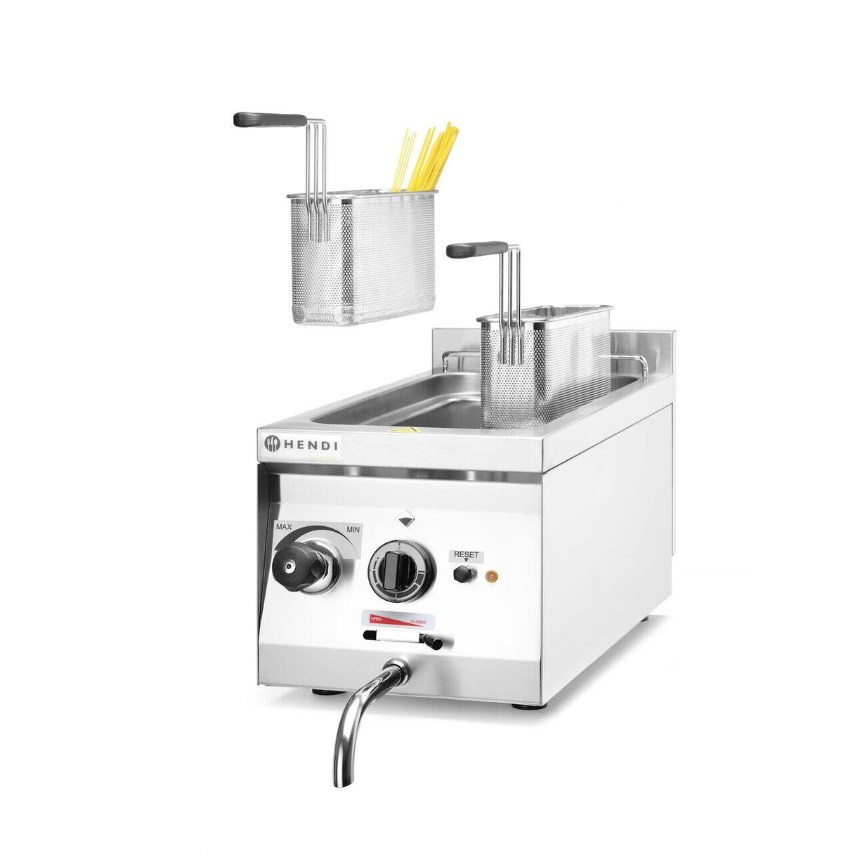 Aparat de gatit paste Hendi, capacitate 10L, cu scurgere, 230V/3500w, 330x600x(H)38mm