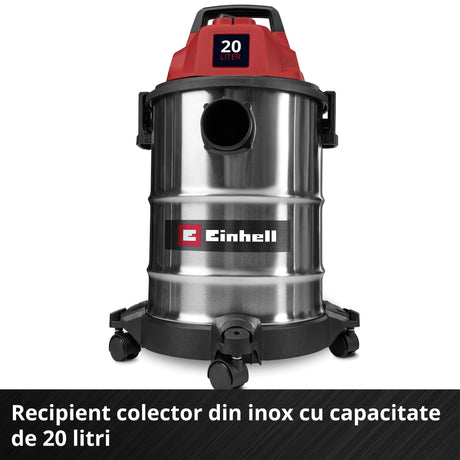 Aspirator umed-uscat Einhell TC-VC 2045 S, 900 W, putere de aspirare 180 mbar, recipient inox 20 L, suport accesorii incluzand diverse filtre si duze - imagine 7