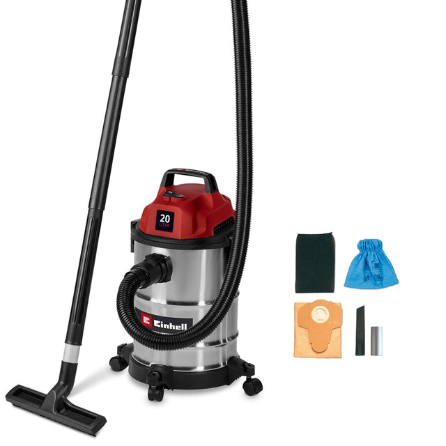 Aspirator umed-uscat Einhell TC-VC 2045 S, 900 W, putere de aspirare 180 mbar, recipient inox 20 L, suport accesorii incluzand diverse filtre si duze - imagine 1