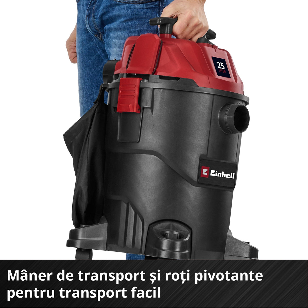 Aspirator umed - uscat Einhell TC - VC 2555 - cablu 3 m, maner transport, 850 W, 25 l BricoMart - scule electrice si unelte profesionale - BricoMart