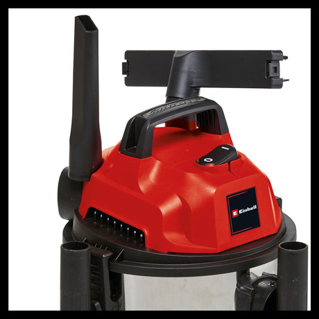 Aspirator umed/uscat Einhell TC - VC 1820 S (1.250 W, rezervor din otel inoxidabil de 20 l, racord de suflare, 4 roti, furtun de aspirare Ø 36 mm + extensie, duza de podea, filtre Einhell - scule electrice si unelte profesionale - BricoMart