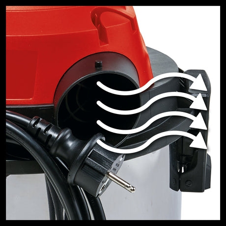 Aspirator umed/uscat Einhell TC - VC 1820 S (1.250 W, rezervor din otel inoxidabil de 20 l, racord de suflare, 4 roti, furtun de aspirare Ø 36 mm + extensie, duza de podea, filtre Einhell - scule electrice si unelte profesionale - BricoMart