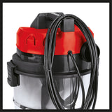 Aspirator umed/uscat Einhell TE - VC 2230 SA (tehnologie ECO, 1150 W, rezervor din otel inoxidabil, surub de scurgere a apei, racord de suflare pentru curatare prin suflare, regulator de aspiratie, suport pentru accesorii, inclusiv Einhell - scule electrice si unelte profesionale - BricoMart