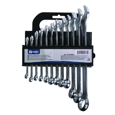 BASIC Chei combinate set 12pcs 6 - 22mm BS Fabricata din Otel Cr - V Suport util pentru depozitare Basic - scule electrice si unelte profesionale - BricoMart