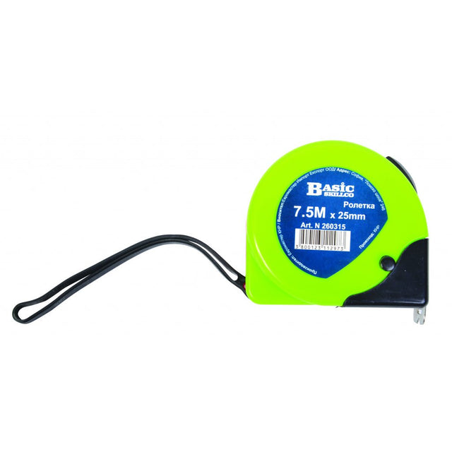 BASIC Ruleta carcasa ABS dublu - stop 7.5m x25mm BS Fabricata din plastic Functie dublu stop Basic - scule electrice si unelte profesionale - BricoMart