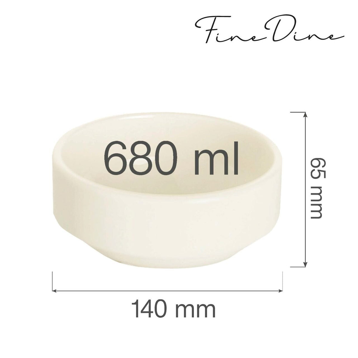 Bol stivuibil Fine Dine, Crema 660 ml, 140 mm